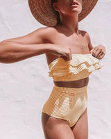 Ruffled Bandeau High Waist Bikini - Voldara