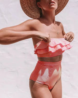 Ruffled Bandeau High Waist Bikini - Voldara