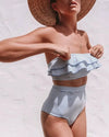 Ruffled Bandeau High Waist Bikini - Voldara
