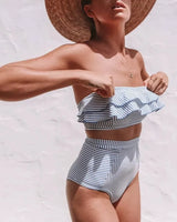 Ruffled Bandeau High Waist Bikini - Voldara