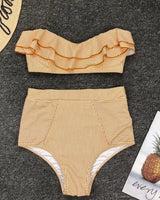 Ruffled Bandeau High Waist Bikini - Voldara