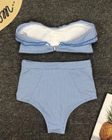 Ruffled Bandeau High Waist Bikini - Voldara