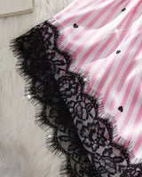 Satin Lace Pyjama Shorts Set - Voldara