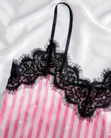 Satin Lace Pyjama Shorts Set - Voldara