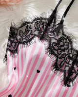 Satin Lace Pyjama Shorts Set - Voldara