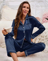 Satin Long Sleeve Pyjama Set - Voldara