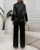 Satin Long Sleeve Pyjama Set - Voldara