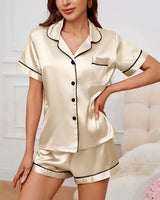 Satin Pyjama Shorts Set - Voldara