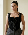Square Neck Velvet Corset Top - Voldara