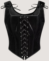 Square Neck Velvet Corset Top - Voldara