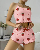 Strawberry Silky Pyjama Set - Voldara