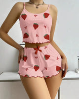 Strawberry Silky Pyjama Set - Voldara