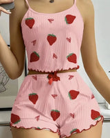 Strawberry Silky Pyjama Set - Voldara