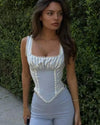 Striped Corset Crop Top - Voldara