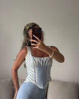 Striped Corset Crop Top - Voldara