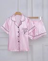 Striped Satin Short Pyjamas - Voldara