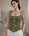 Structured Lace-Up Corset Top - Voldara