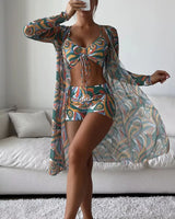 Three-Piece High-Waist Bikini Set - Voldara