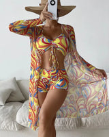 Three-Piece High-Waist Bikini Set - Voldara
